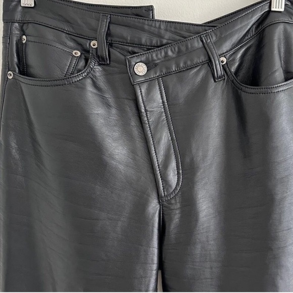 Agolde Leather Blend Criss Cross Straight Women's Black Pants size 27 - Picture 5 of 9